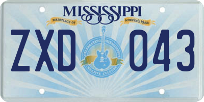 MS license plate ZXD043