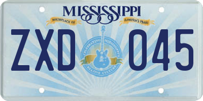 MS license plate ZXD045