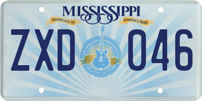 MS license plate ZXD046