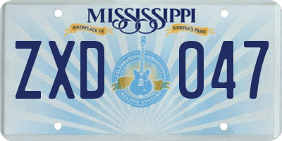 MS license plate ZXD047