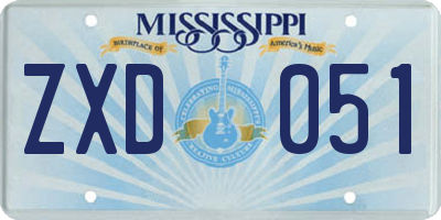 MS license plate ZXD051
