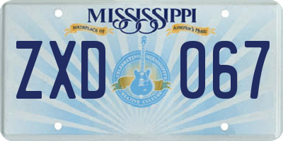 MS license plate ZXD067
