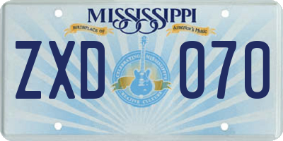MS license plate ZXD070