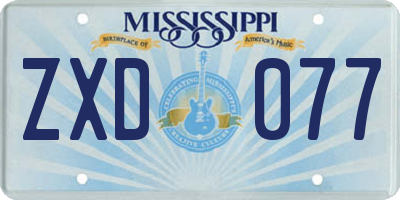 MS license plate ZXD077