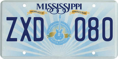 MS license plate ZXD080