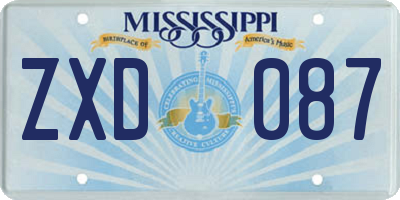 MS license plate ZXD087