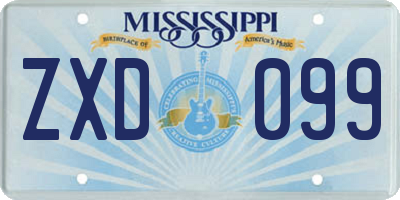 MS license plate ZXD099