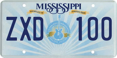 MS license plate ZXD100