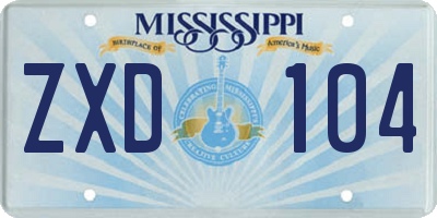MS license plate ZXD104