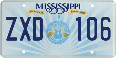 MS license plate ZXD106
