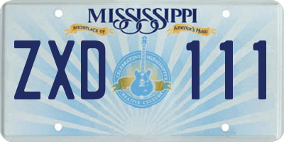 MS license plate ZXD111