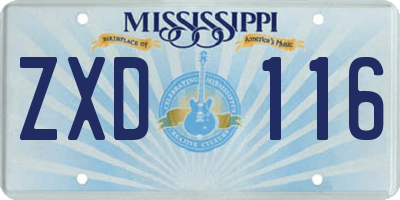 MS license plate ZXD116
