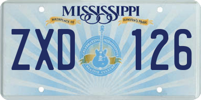 MS license plate ZXD126