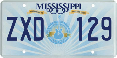 MS license plate ZXD129
