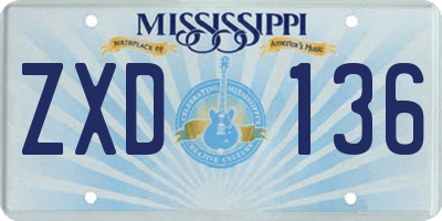 MS license plate ZXD136