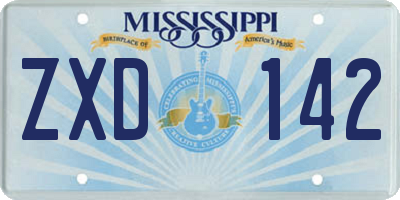 MS license plate ZXD142