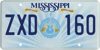 MS license plate ZXD160