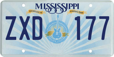 MS license plate ZXD177