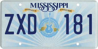 MS license plate ZXD181