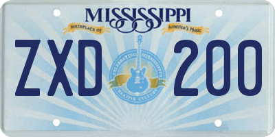 MS license plate ZXD200