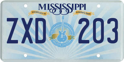 MS license plate ZXD203