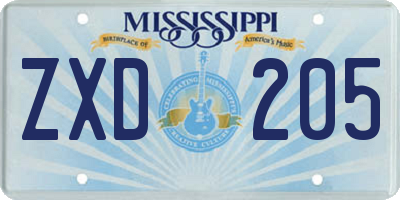 MS license plate ZXD205