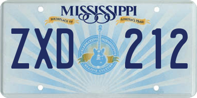 MS license plate ZXD212