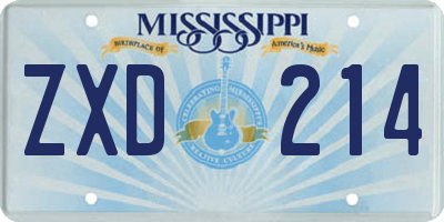 MS license plate ZXD214