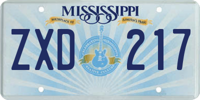 MS license plate ZXD217