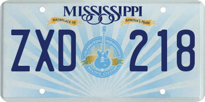 MS license plate ZXD218