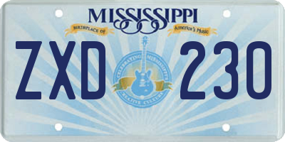 MS license plate ZXD230