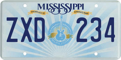 MS license plate ZXD234