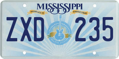 MS license plate ZXD235