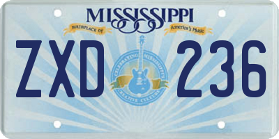 MS license plate ZXD236