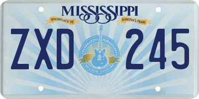 MS license plate ZXD245