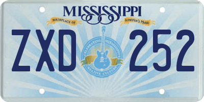MS license plate ZXD252