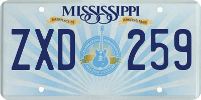 MS license plate ZXD259