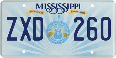 MS license plate ZXD260