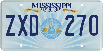 MS license plate ZXD270