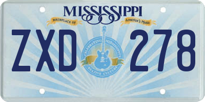 MS license plate ZXD278