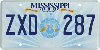 MS license plate ZXD287