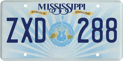 MS license plate ZXD288