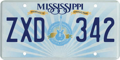 MS license plate ZXD342