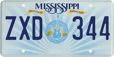 MS license plate ZXD344