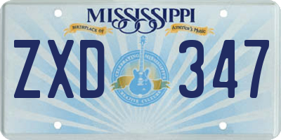 MS license plate ZXD347