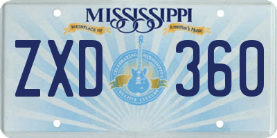 MS license plate ZXD360