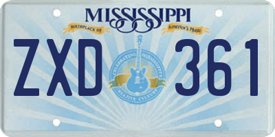 MS license plate ZXD361