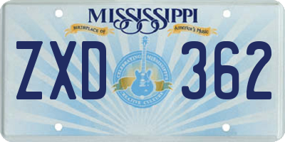 MS license plate ZXD362