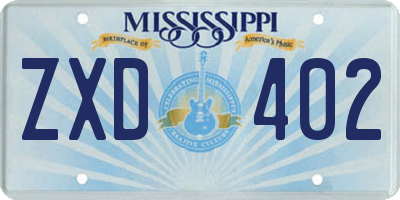MS license plate ZXD402