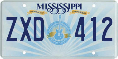 MS license plate ZXD412